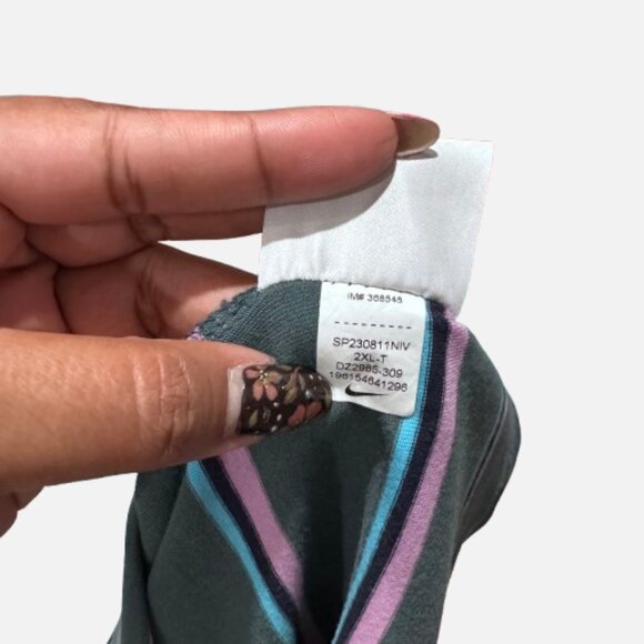 Nike Sportswear Club Spruce Stripe Green Blue Pink T-Shirt Men’s 2XL - Tall - Picture 8 of 11